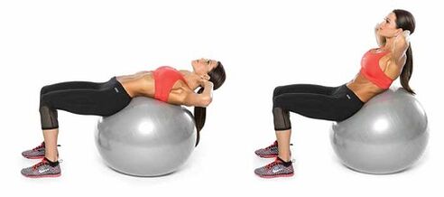 tournez un fitball pour perdre du poids sur l'abdomen et les hanches